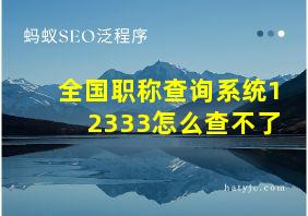 全国职称查询系统12333怎么查不了