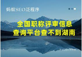 全国职称评审信息查询平台查不到湖南