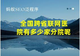 全国跨省联网医院有多少家分院呢