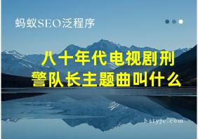 八十年代电视剧刑警队长主题曲叫什么