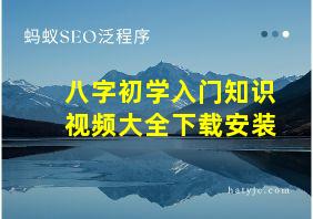 八字初学入门知识视频大全下载安装