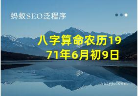 八字算命农历1971年6月初9日