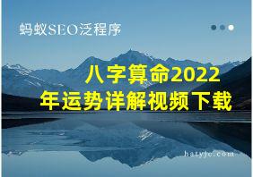 八字算命2022年运势详解视频下载