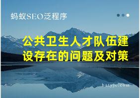 公共卫生人才队伍建设存在的问题及对策