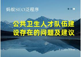 公共卫生人才队伍建设存在的问题及建议