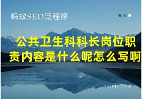 公共卫生科科长岗位职责内容是什么呢怎么写啊