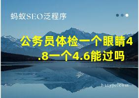 公务员体检一个眼睛4.8一个4.6能过吗