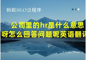 公司里的hr是什么意思呀怎么回答问题呢英语翻译