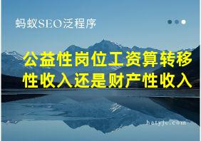 公益性岗位工资算转移性收入还是财产性收入