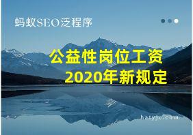 公益性岗位工资2020年新规定