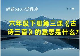 六年级下册第三课《古诗三首》的意思是什么?