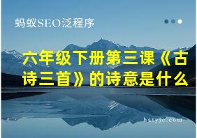 六年级下册第三课《古诗三首》的诗意是什么