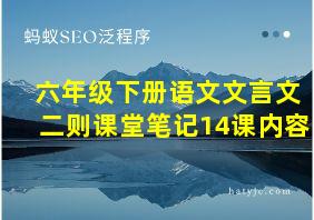 六年级下册语文文言文二则课堂笔记14课内容