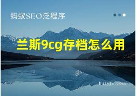 兰斯9cg存档怎么用