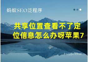 共享位置查看不了定位信息怎么办呀苹果7