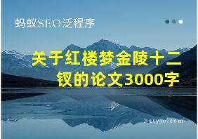 关于红楼梦金陵十二钗的论文3000字