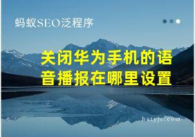 关闭华为手机的语音播报在哪里设置