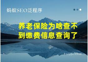 养老保险为啥查不到缴费信息查询了