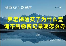 养老保险交了为什么查询不到缴费记录呢怎么办