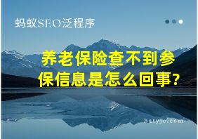 养老保险查不到参保信息是怎么回事?