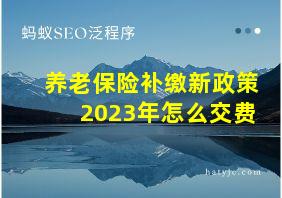 养老保险补缴新政策2023年怎么交费