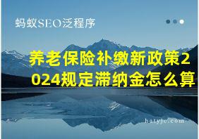 养老保险补缴新政策2024规定滞纳金怎么算