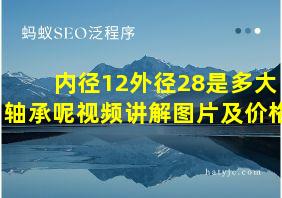 内径12外径28是多大轴承呢视频讲解图片及价格