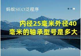 内径25毫米外径40毫米的轴承型号是多大