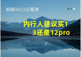 内行人建议买13还是12pro