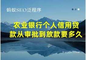 农业银行个人信用贷款从审批到放款要多久