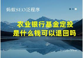 农业银行基金定投是什么钱可以退回吗