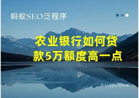 农业银行如何贷款5万额度高一点