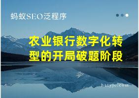 农业银行数字化转型的开局破题阶段