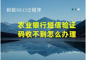 农业银行短信验证码收不到怎么办理