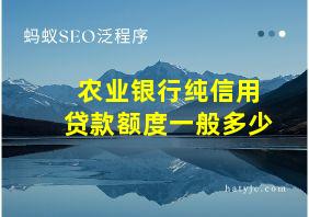 农业银行纯信用贷款额度一般多少