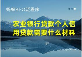 农业银行贷款个人信用贷款需要什么材料