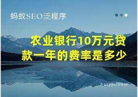 农业银行10万元贷款一年的费率是多少