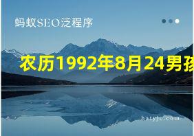 农历1992年8月24男孩