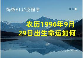 农历1996年9月29日出生命运如何