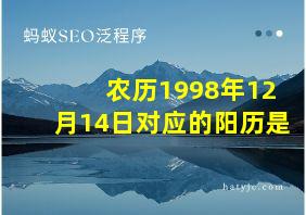 农历1998年12月14日对应的阳历是