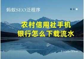 农村信用社手机银行怎么下载流水