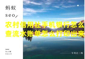 农村信用社手机银行怎么查流水账单怎么打印出来