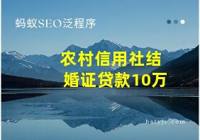 农村信用社结婚证贷款10万