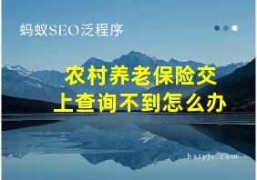 农村养老保险交上查询不到怎么办