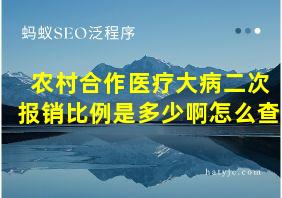 农村合作医疗大病二次报销比例是多少啊怎么查