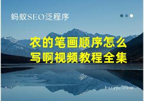 农的笔画顺序怎么写啊视频教程全集