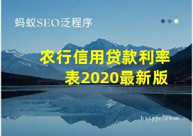 农行信用贷款利率表2020最新版