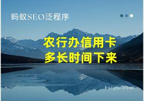 农行办信用卡 多长时间下来