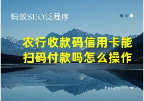 农行收款码信用卡能扫码付款吗怎么操作