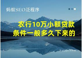 农行10万小额贷款条件一般多久下来的